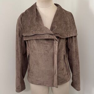 Blank NYC Medium Brown Faux Suede Moto Biker Jacket Asymmetrical Zip